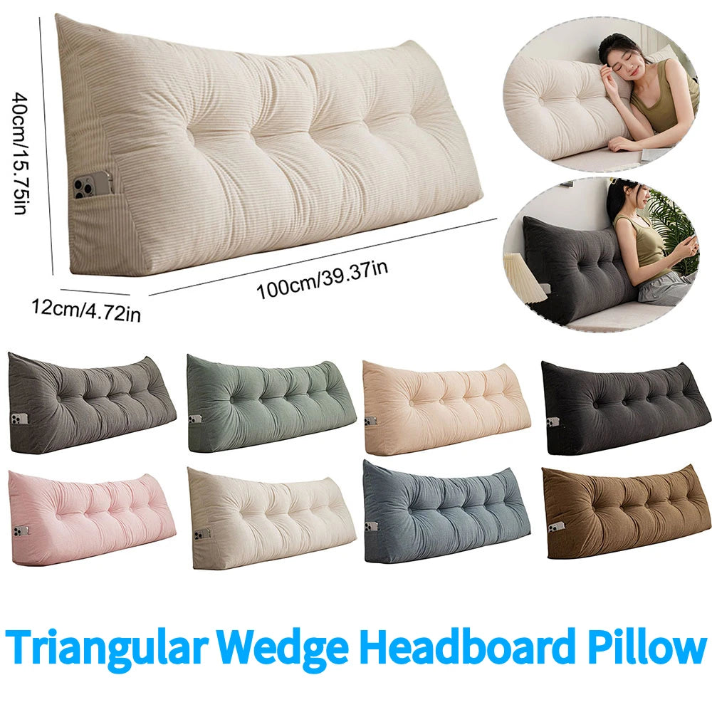 Bed Wedge Pillow – Long Upright Back Support | Corduroy Cover