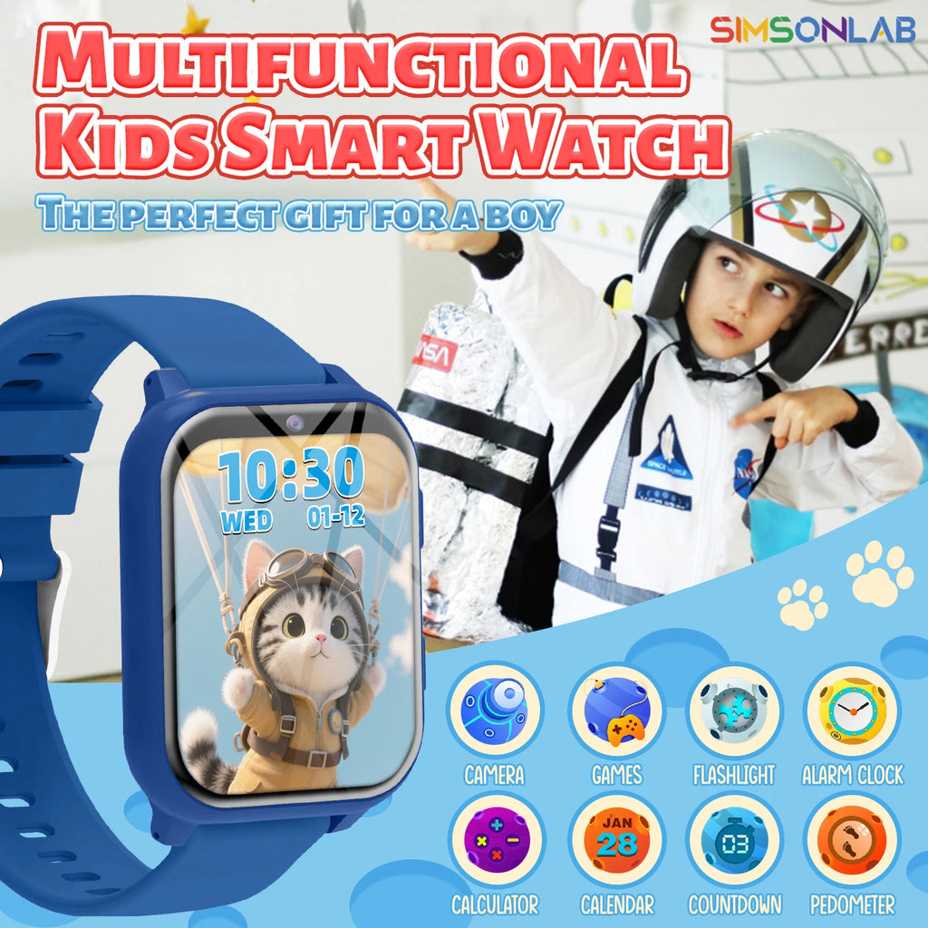 Smart Watch for Kids – Alarm, Countdown & Flashlight | 1.83" Touchscreen