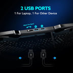 Laptop Cooling Pad with 5 Quiet Fans, Adjustable Height & Phone Holder - Compatible with 12-15.6 Inch Laptops