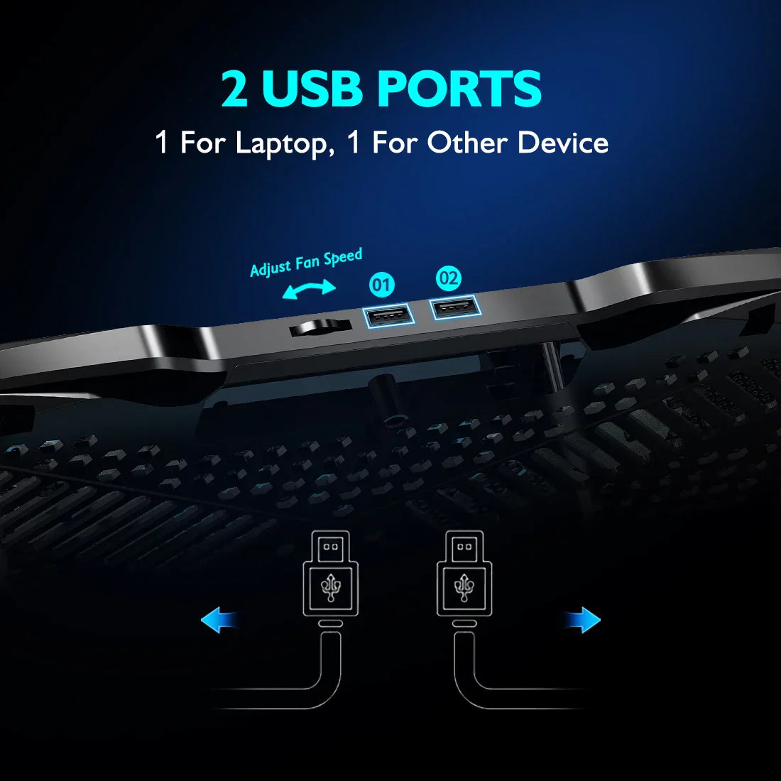 Laptop Cooling Pad with 5 Quiet Fans, Adjustable Height & Phone Holder - Compatible with 12-15.6 Inch Laptops