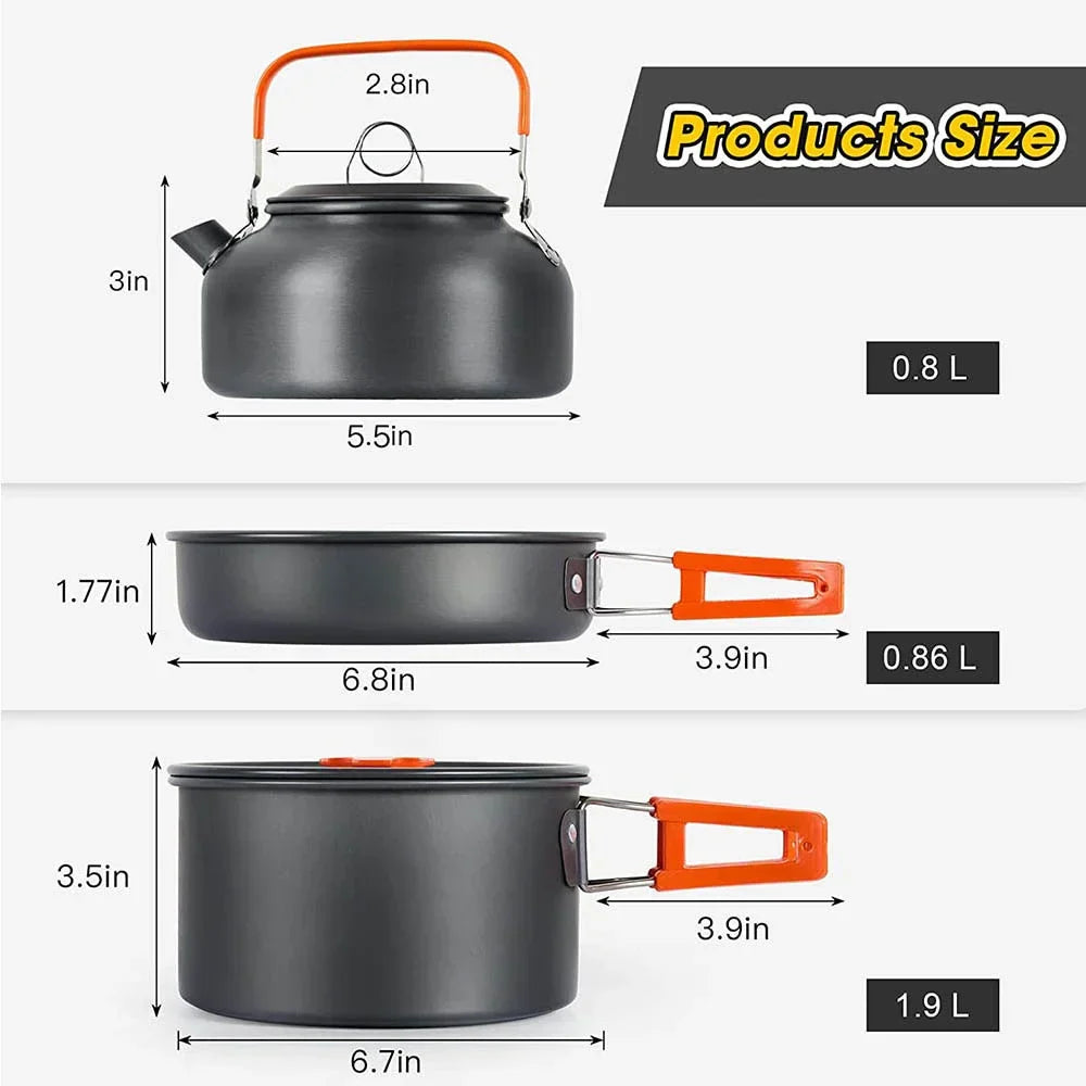 Portable Camping Cookware Set - Lightweight Non-Stick Cooking Kit for Hiking, Backpacking & Outdoor Adventures
