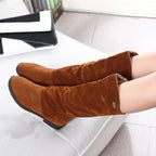 Women's Frosted Mid-Calf Winter Boots | Low Heel, Plus Velvet & Ideal for Cold Weather Wear