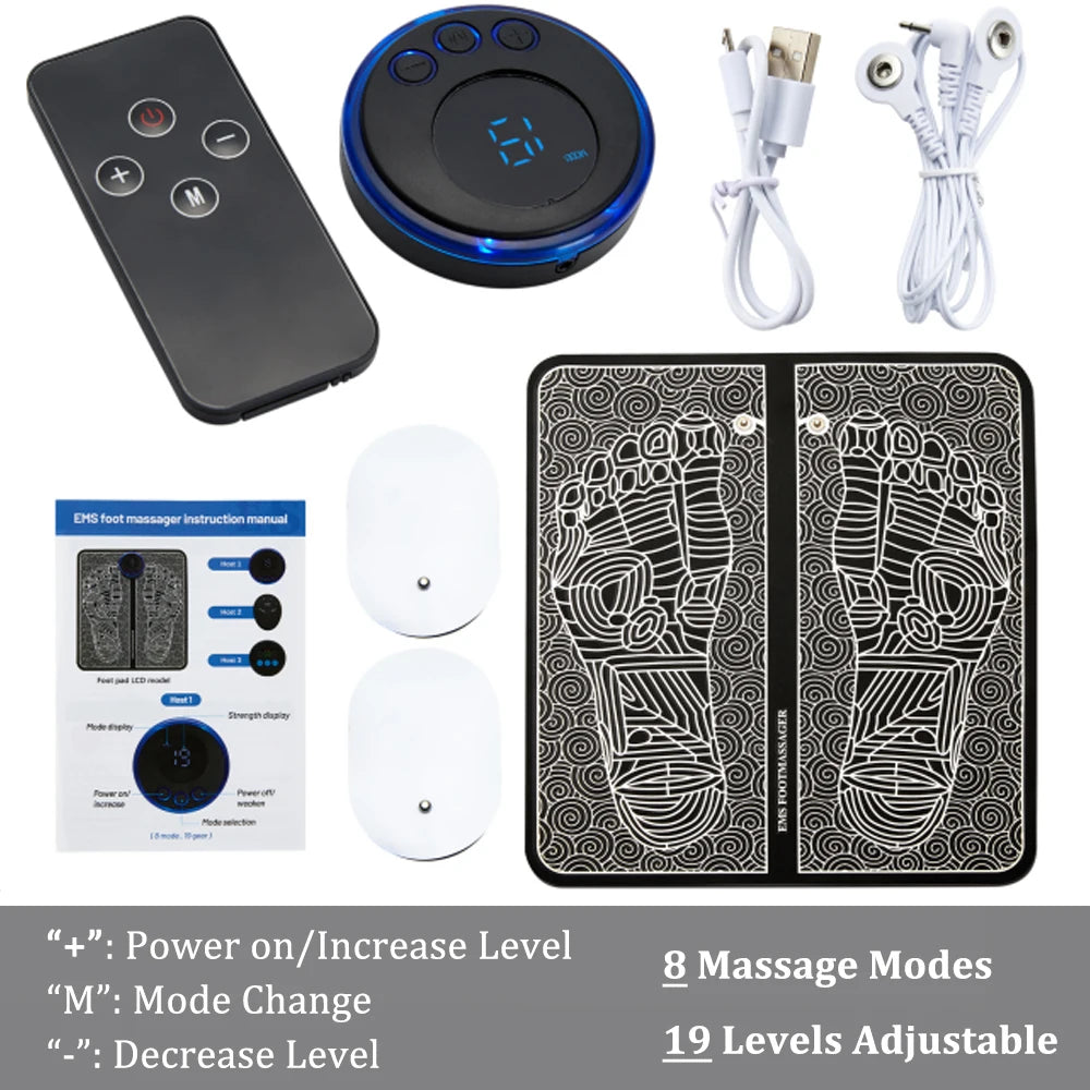 EMS Foot Massager Mat – 8 Modes & 19 Levels | Rechargeable
