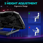 Laptop Cooling Pad with 5 Quiet Fans, Adjustable Height & Phone Holder - Compatible with 12-15.6 Inch Laptops