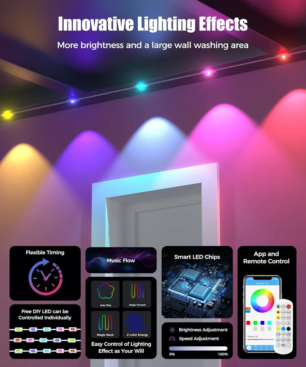 LED Permanent Outdoor Lights | IP65 Waterproof RGBIC String Lights with Remote for Holiday Decor & Year-Round Use