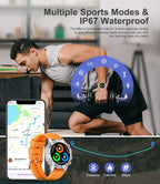 Bluetooth Military Smartwatch | IP68 Waterproof, Shock-Resistant & Ideal for Outdoor Sports and Fitness Tracking