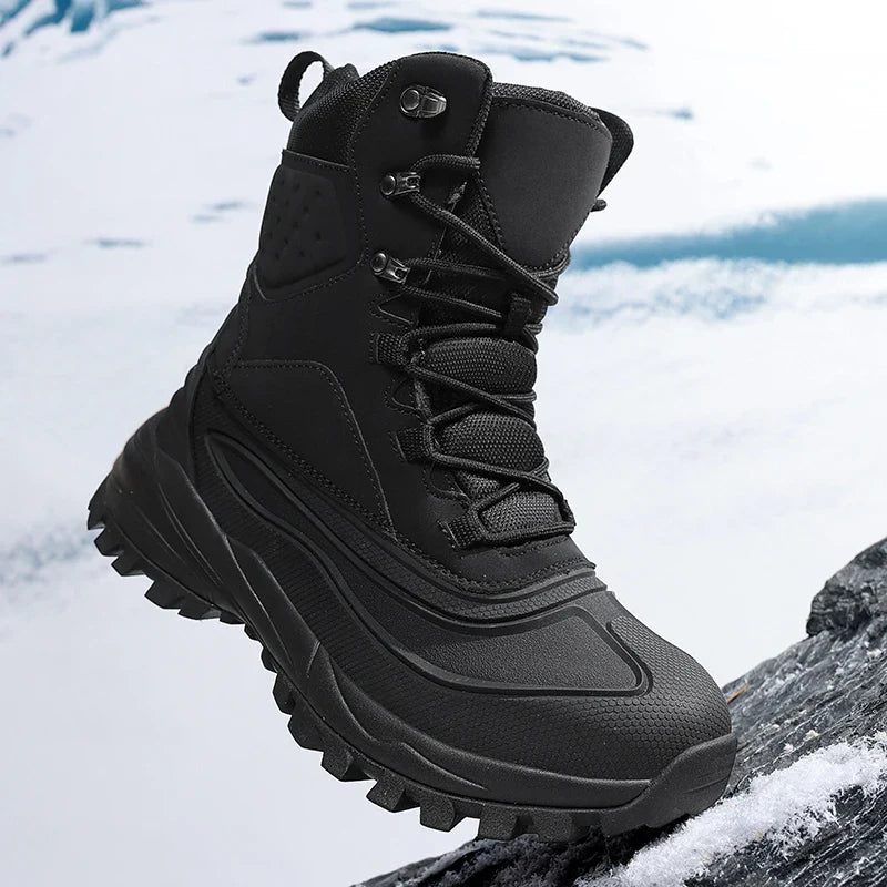 Men's Waterproof High-Top Snow Boots | Thickened Fleece Lining & Non-Slip for Cold Weather Hiking