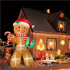 8FT Christmas Inflatable Gingerbread Man | Waterproof, LED Lights & Ideal for Outdoor Yard Decorations