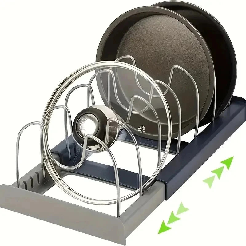 Expandable Kitchen Pan Organizer – 7 Adjustable Dividers