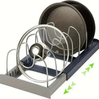 Expandable Kitchen Pan Organizer – 7 Adjustable Dividers