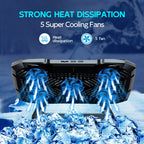 Laptop Cooling Pad with 5 Quiet Fans, Adjustable Height & Phone Holder - Compatible with 12-15.6 Inch Laptops