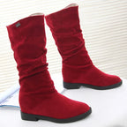 Women's Frosted Mid-Calf Winter Boots | Low Heel, Plus Velvet & Ideal for Cold Weather Wear
