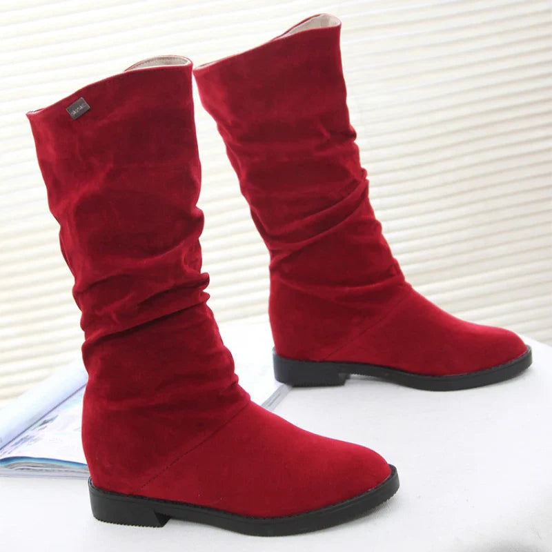 Women's Frosted Mid-Calf Winter Boots | Low Heel, Plus Velvet & Ideal for Cold Weather Wear