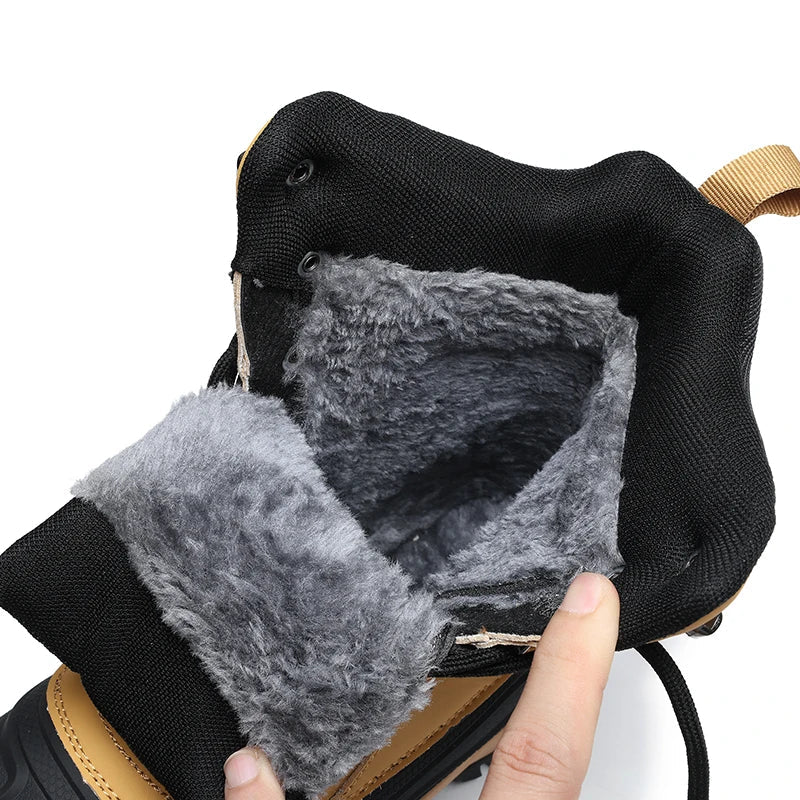 Men's Waterproof High-Top Snow Boots | Thickened Fleece Lining & Non-Slip for Cold Weather Hiking