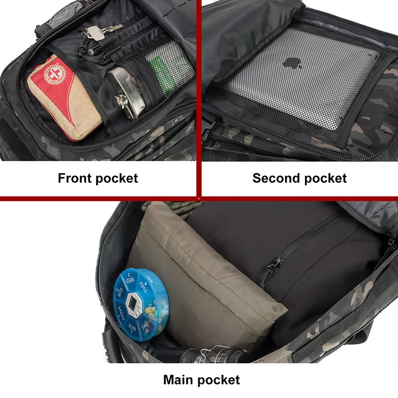 60L Military Tactical Backpack - Expandable Waterproof Rucksack for Camping, Hiking, Travel & Outdoor Adventures
