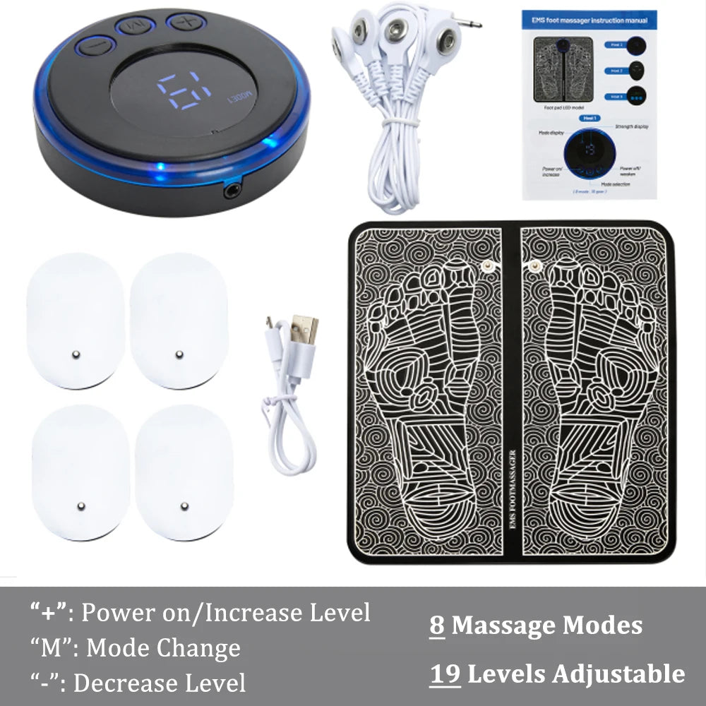 EMS Foot Massager Mat – 8 Modes & 19 Levels | Rechargeable