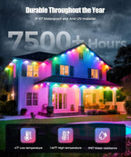 LED Permanent Outdoor Lights | IP65 Waterproof RGBIC String Lights with Remote for Holiday Decor & Year-Round Use