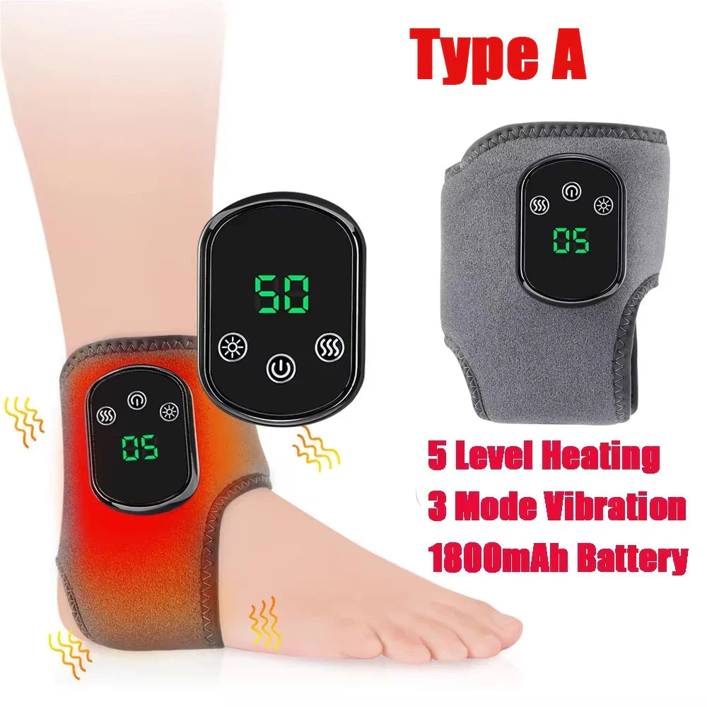 Electric Heating Ankle Massager | 3 Heat Settings, Vibration Modes & Timer for Ankle Pain Relief and Sports Recovery