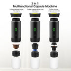 Wireless Electric Portable Espresso Coffee Machine - 3-in-1 Travel Coffee Maker for Car & Home