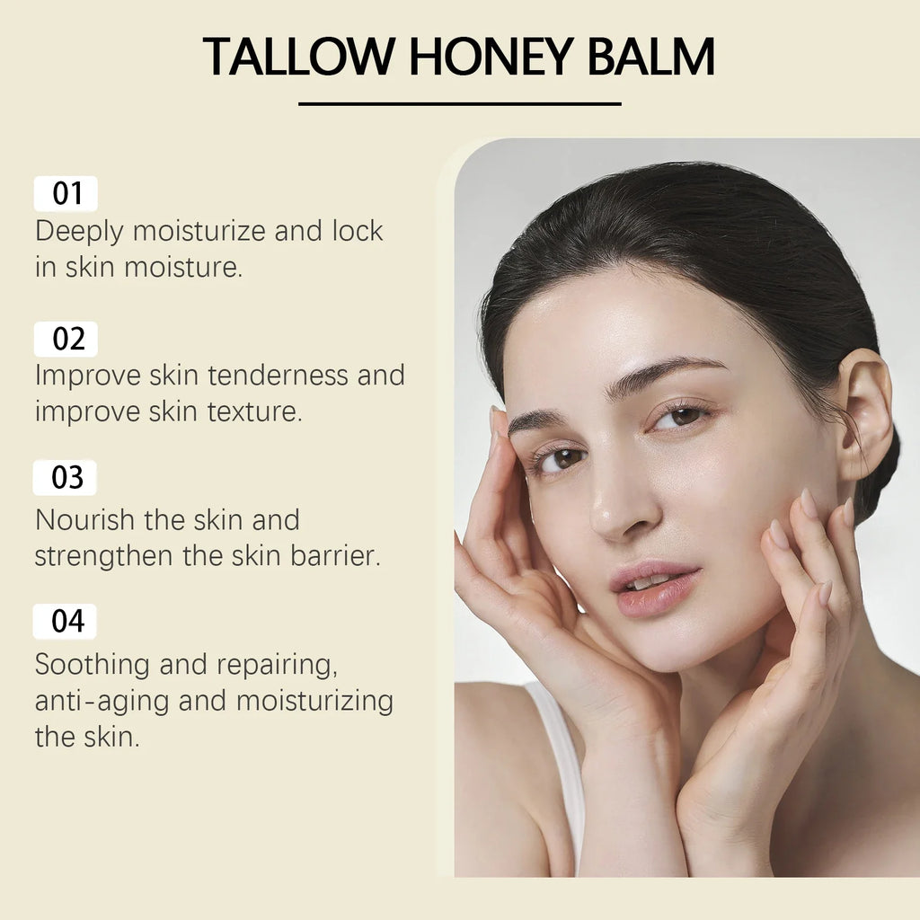 Whipped Beef Tallow and Honey Balm | Fast Absorption, Organic Moisturizer for Face and Body, Ideal for Sensitive Skin