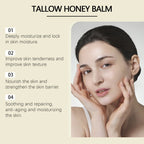 Whipped Beef Tallow and Honey Balm | Fast Absorption, Organic Moisturizer for Face and Body, Ideal for Sensitive Skin