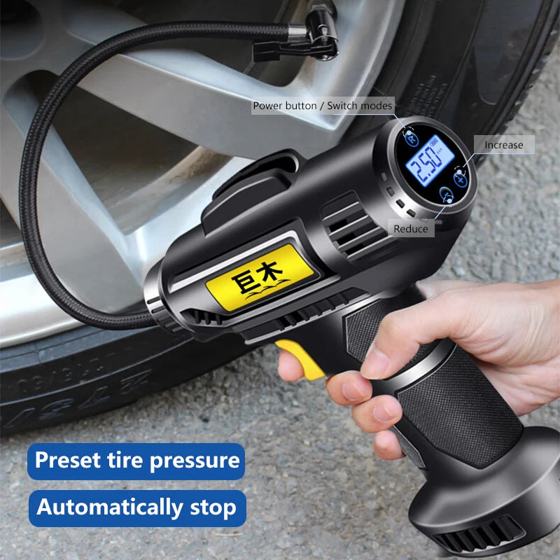Portable 12V Tire Inflator – Air Compressor for Car & Bike