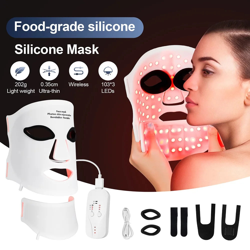 7 Color LED Face & Neck Mask – High Density Light Coverage