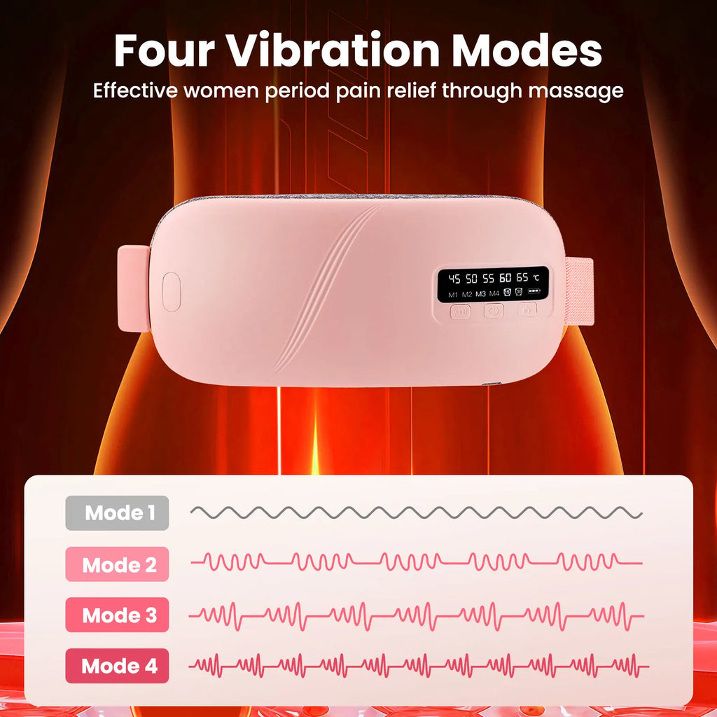 Women's Rechargeable Menstrual Heating Pad | Adjustable Heat & Vibration for Period Relief at Home