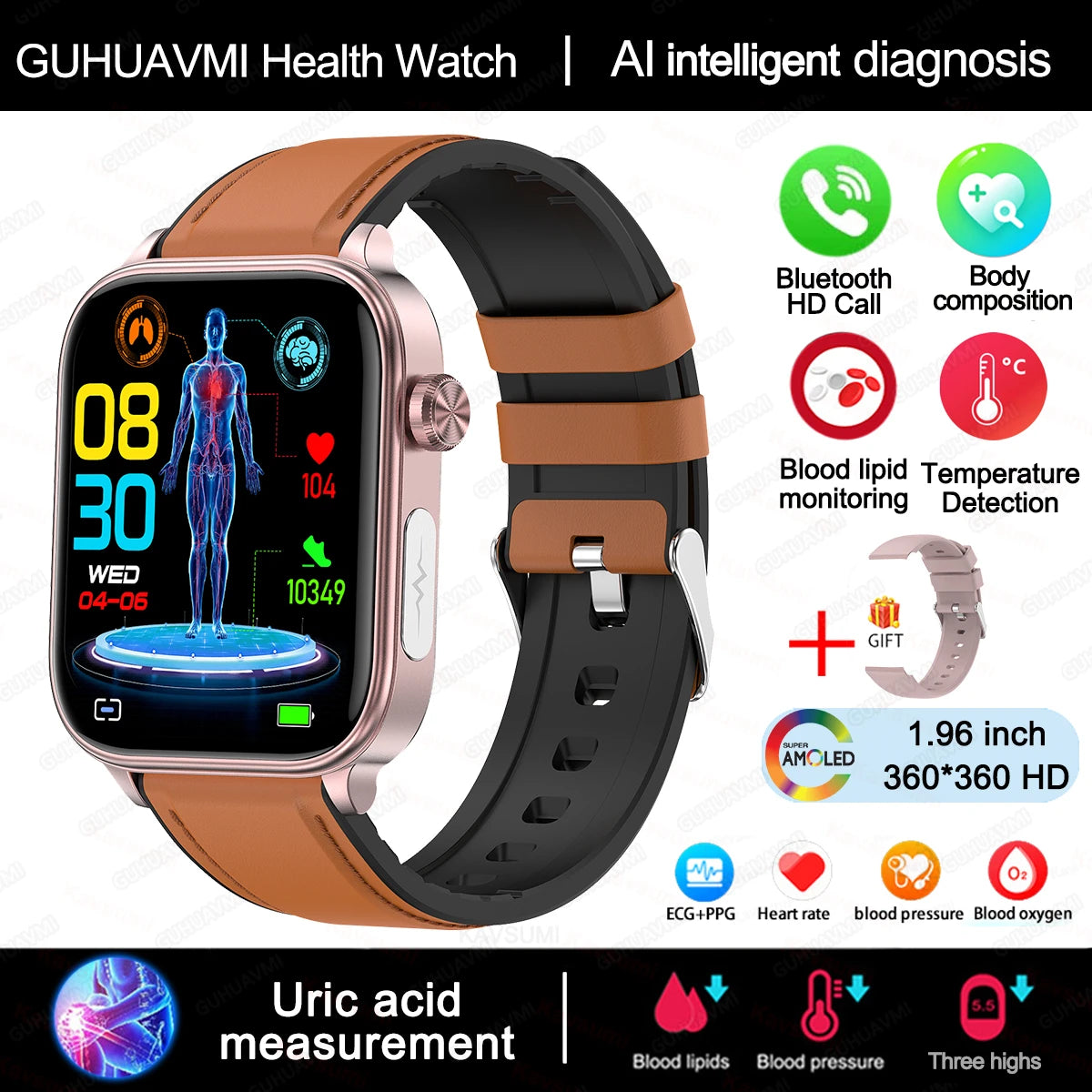 Smart Watch with AMOLED Display – Heart Rate & Sleep Tracker