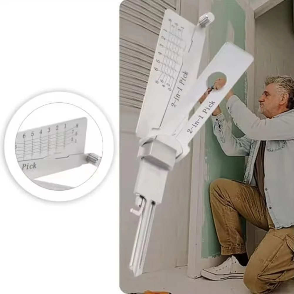 Stainless Steel Key Decoder Tool | 2-in-1 Lock Decoding & Picking for Professional Locksmiths