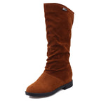 Women's Frosted Mid-Calf Winter Boots | Low Heel, Plus Velvet & Ideal for Cold Weather Wear