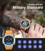 Bluetooth Military Smartwatch | IP68 Waterproof, Shock-Resistant & Ideal for Outdoor Sports and Fitness Tracking