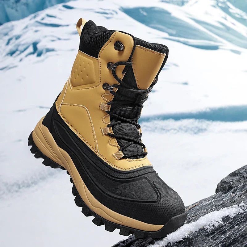 Men's Waterproof High-Top Snow Boots | Thickened Fleece Lining & Non-Slip for Cold Weather Hiking