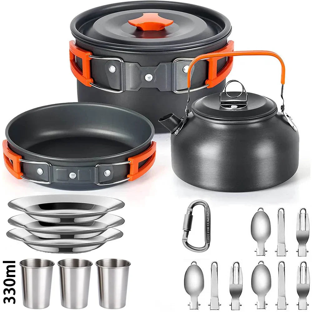 Portable Camping Cookware Set - Lightweight Non-Stick Cooking Kit for Hiking, Backpacking & Outdoor Adventures