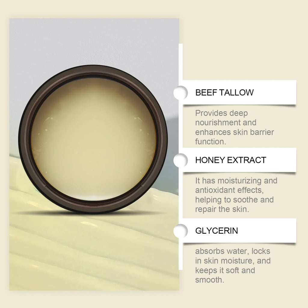 Whipped Beef Tallow and Honey Balm | Fast Absorption, Organic Moisturizer for Face and Body, Ideal for Sensitive Skin