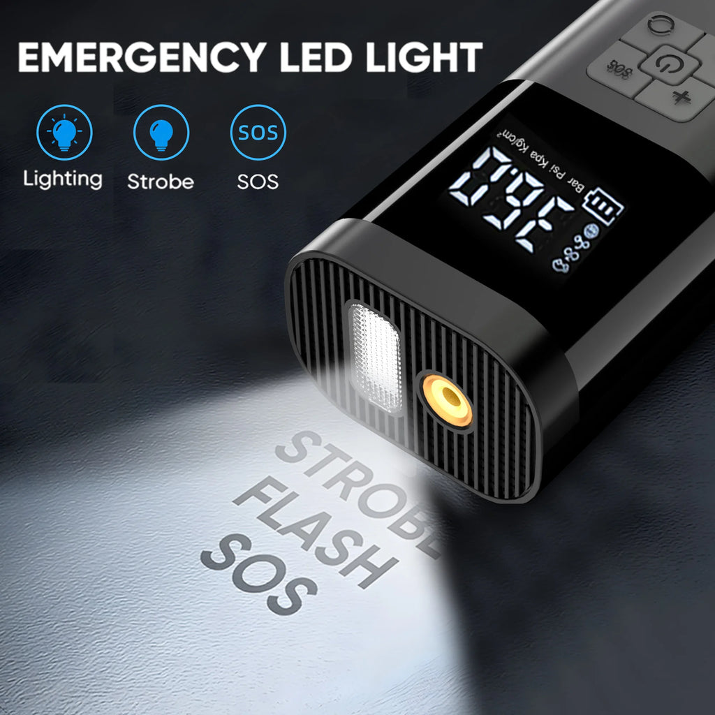 Portable Air Pump for Car Tires – Digital Gauge | LED Light