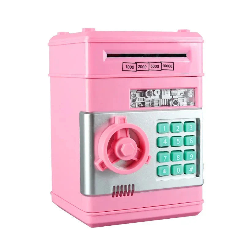 Electronic Piggy Bank Mini Safe with Password Lock - Cash Coin Saving Box for Kids, Fun Financial Gift