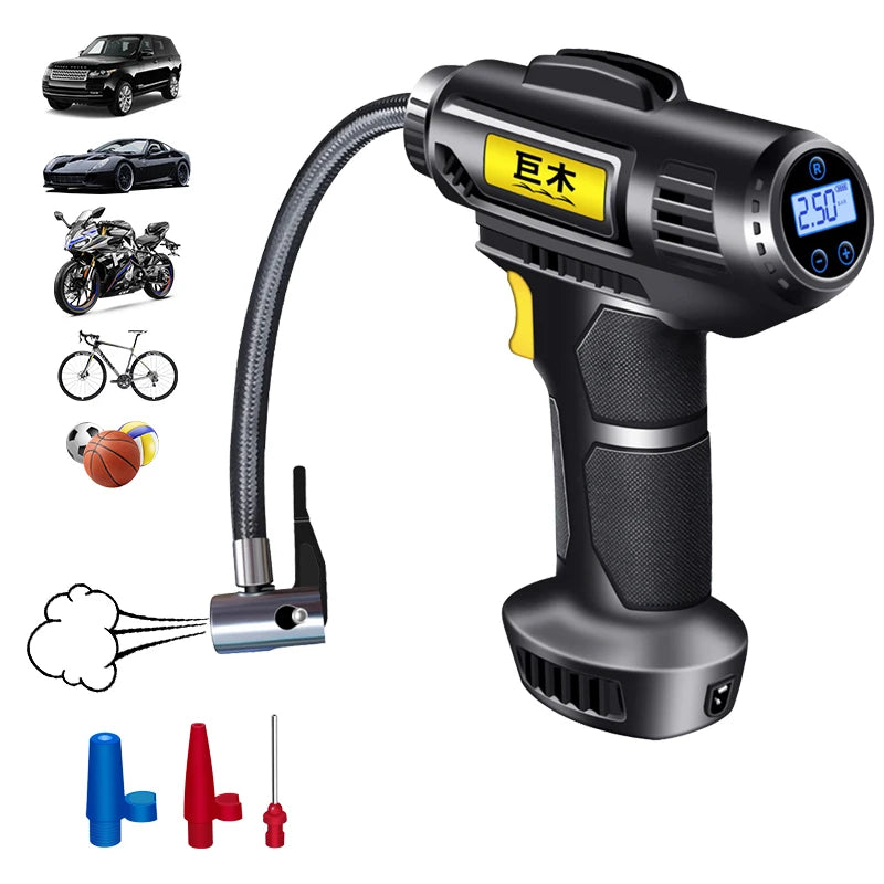 Portable 12V Tire Inflator – Air Compressor for Car & Bike