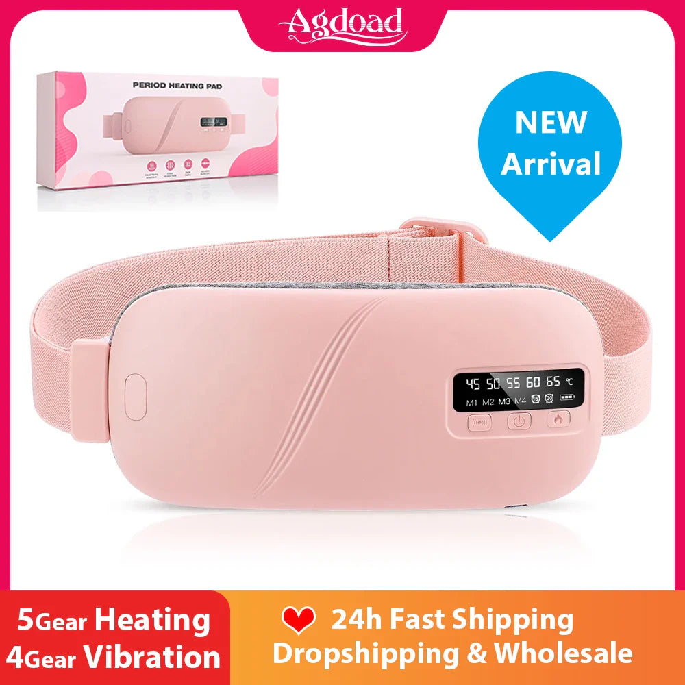 Women's Rechargeable Menstrual Heating Pad | Adjustable Heat & Vibration for Period Relief at Home