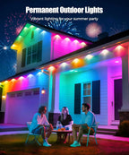 LED Permanent Outdoor Lights | IP65 Waterproof RGBIC String Lights with Remote for Holiday Decor & Year-Round Use