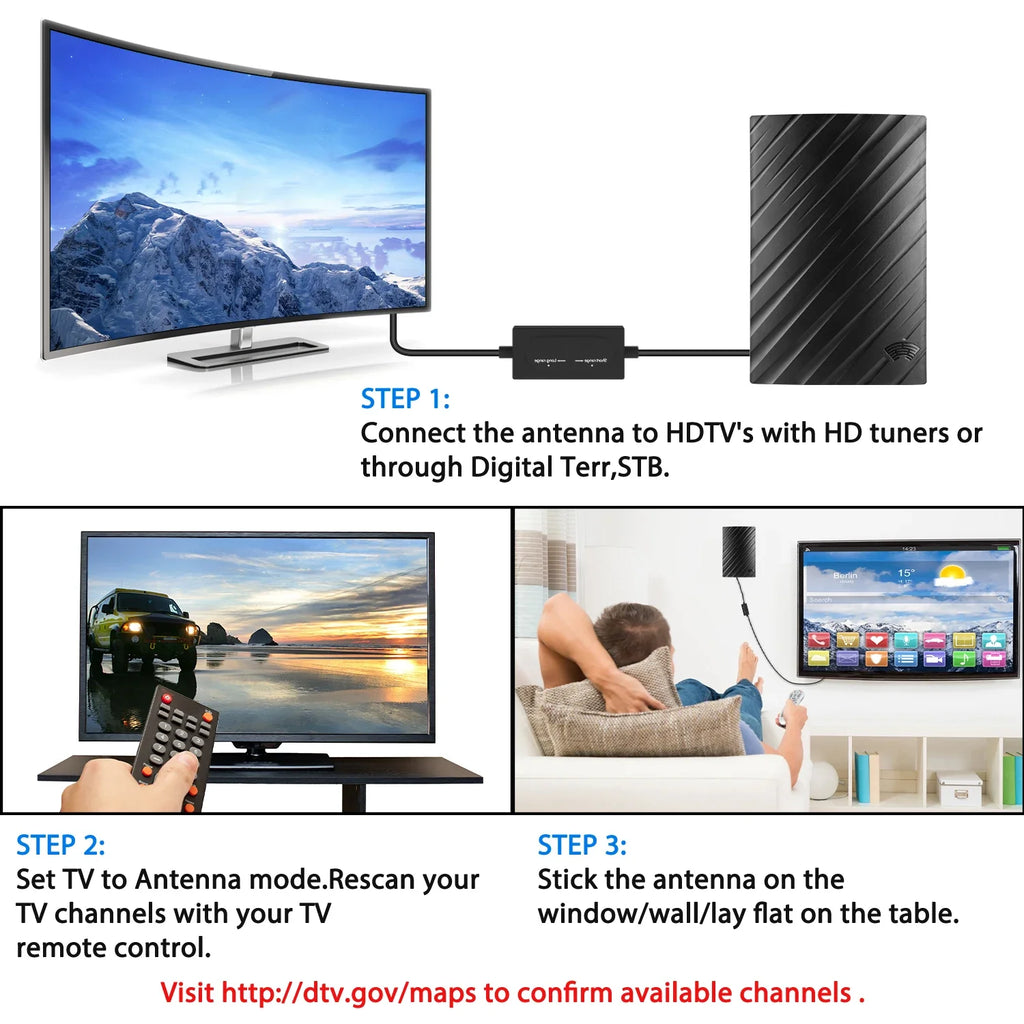 6000 Miles Digital TV Antenna - 39DBI Amplified HDTV for 4K 1080P Indoor/Outdoor Use, Waterproof Design for Strong Signal Reception
