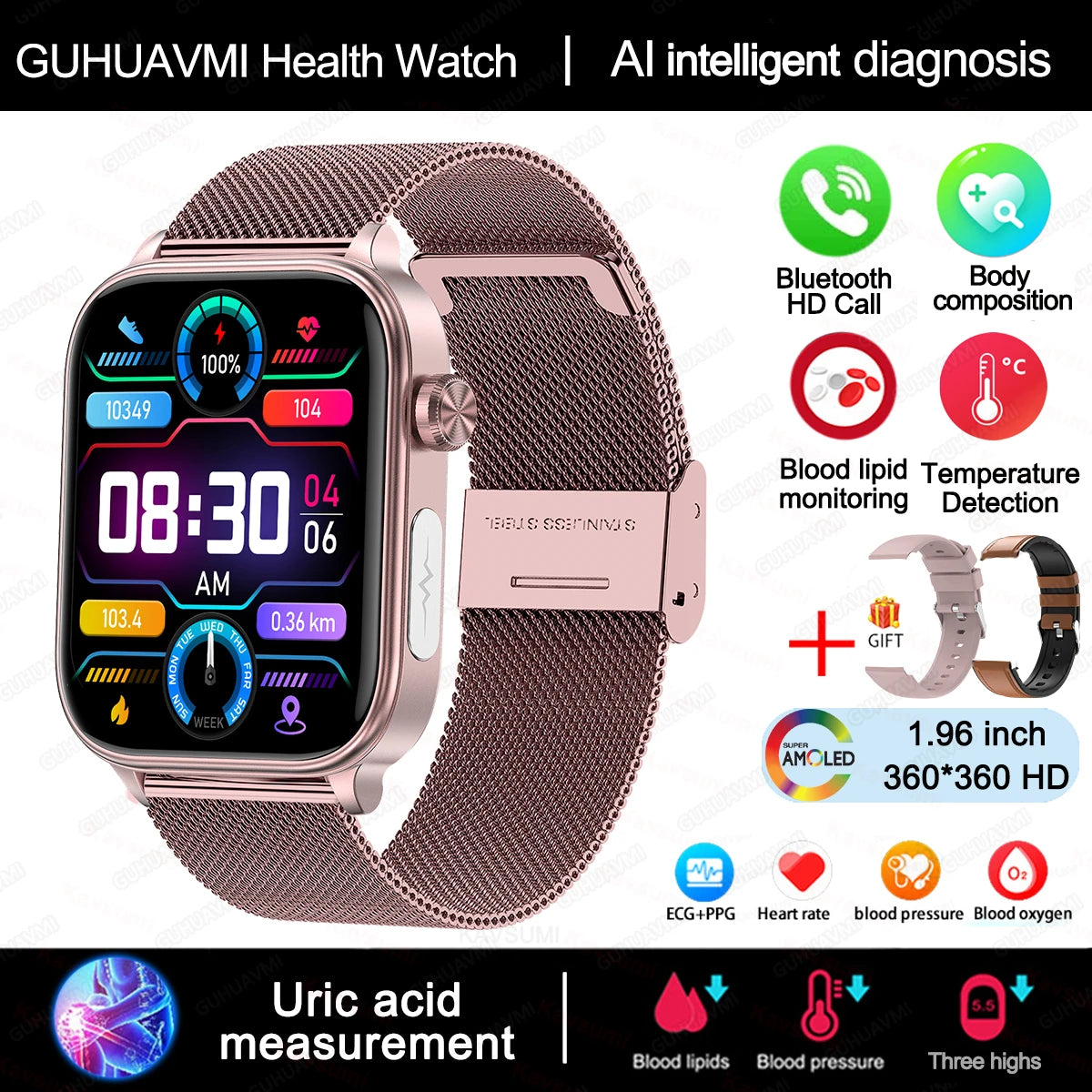 Smart Watch with AMOLED Display – Heart Rate & Sleep Tracker