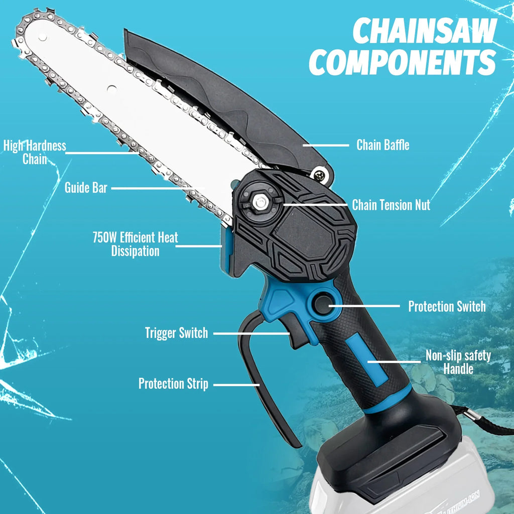 Portable Mini Chainsaw | 6-Inch, Lightweight & Efficient for Tree, Branch, and Wood Cutting
