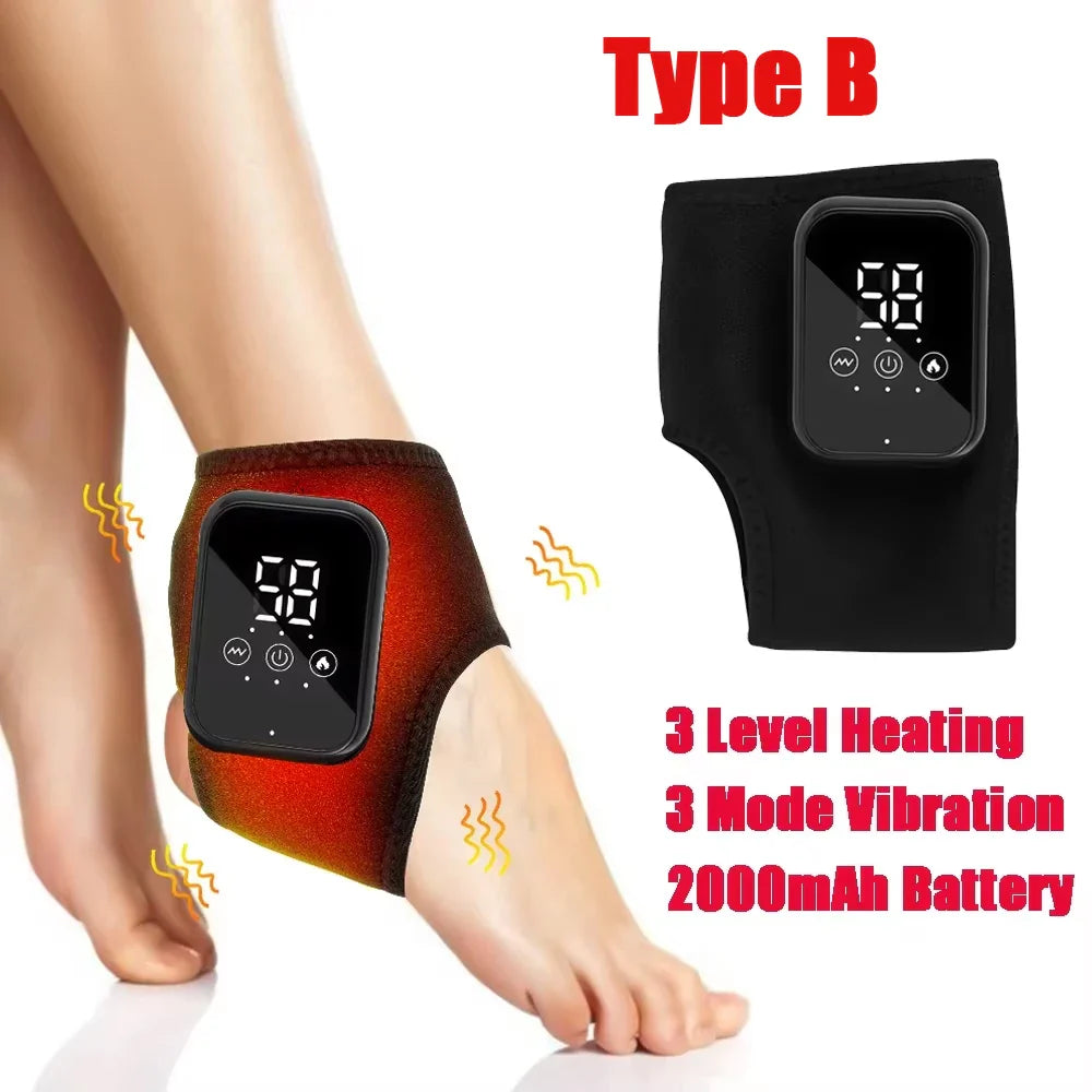 Electric Heating Ankle Massager | 3 Heat Settings, Vibration Modes & Timer for Ankle Pain Relief and Sports Recovery