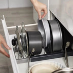 Expandable Kitchen Pan Organizer – 7 Adjustable Dividers
