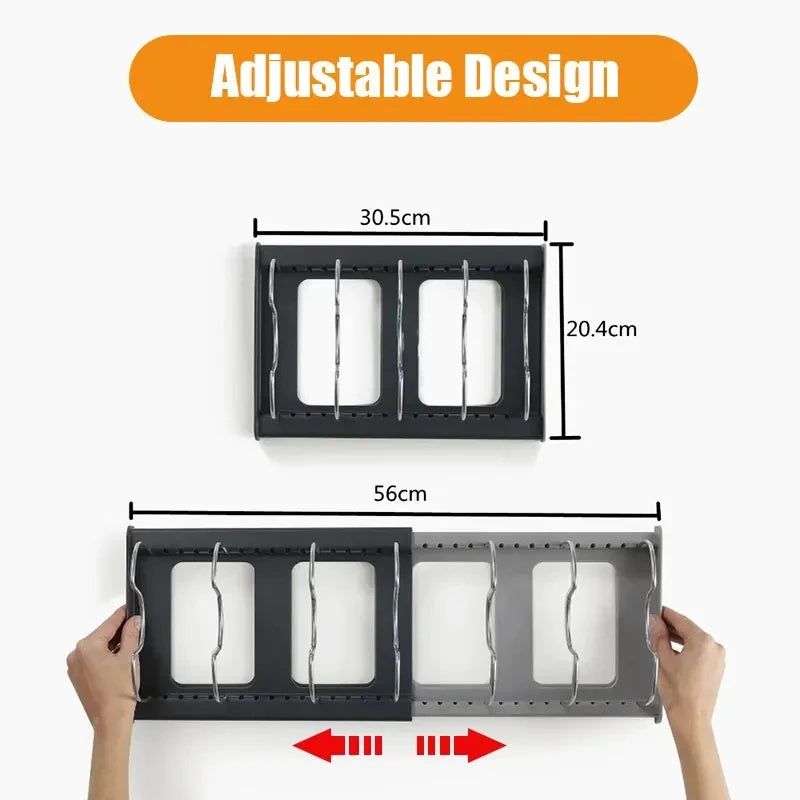 Expandable Kitchen Pan Organizer – 7 Adjustable Dividers