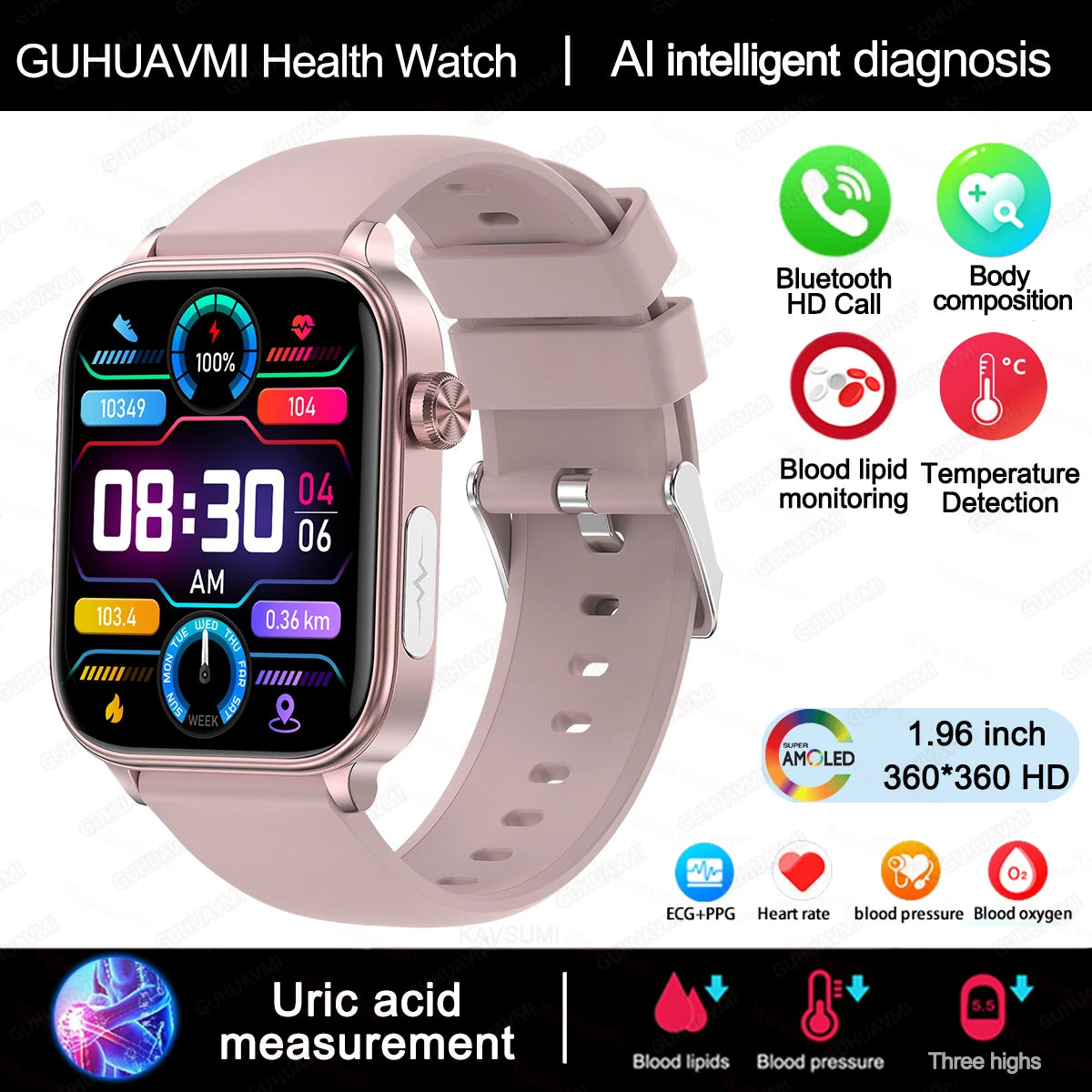 Smart Watch with AMOLED Display – Heart Rate & Sleep Tracker
