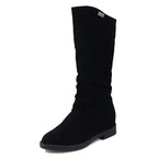 Women's Frosted Mid-Calf Winter Boots | Low Heel, Plus Velvet & Ideal for Cold Weather Wear
