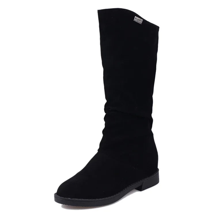 Women's Frosted Mid-Calf Winter Boots | Low Heel, Plus Velvet & Ideal for Cold Weather Wear