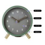 Scandinavian Silent Table Clock | Battery-Operated, Metal Frame & Ideal for Home Decor